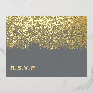 Postal Festiva Con Relieve Metalizado Respuesta de Boda con Holograma Gris y Dorado