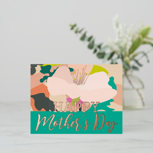 Postal Festiva Con Relieve Metalizado Resumen Floral feliz Día de la Madre Oro Real