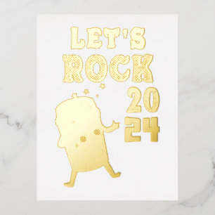 Postal Festiva Con Relieve Metalizado Rock 2024
