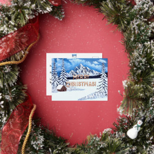 Postal Festiva Con Relieve Metalizado Rosa dorada de maravilla de invierno Fiestas