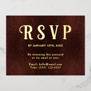 Postal Festiva Con Relieve Metalizado RSVP con dirección propia vintage burgundy rojo do