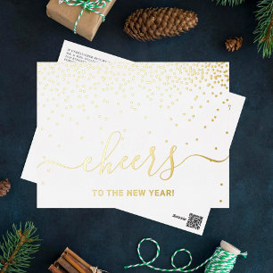 Postal Festiva Con Relieve Metalizado ¡Saludos Al Año Nuevo! Elegante Confetti Real
