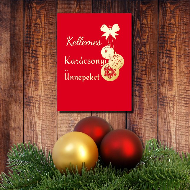 Postal Festiva Con Relieve Metalizado Saludos de Navidad húngaros - oro rojo (Subido por el creador)