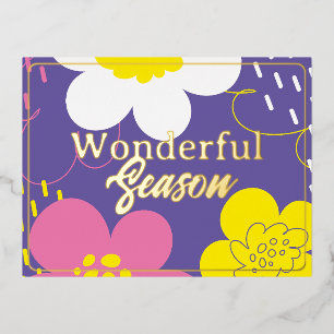 Postal Festiva Con Relieve Metalizado Saludos maravillosos.