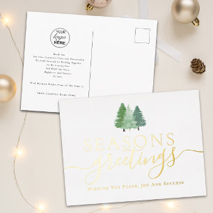 Postal Festiva Con Relieve Metalizado Saludos Navideños Corporativos Logo Empresarial Do