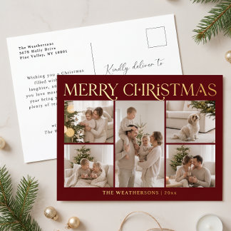 Postal Festiva Con Relieve Metalizado Sencillo y elegante Feliz Navidad 5 Fotos