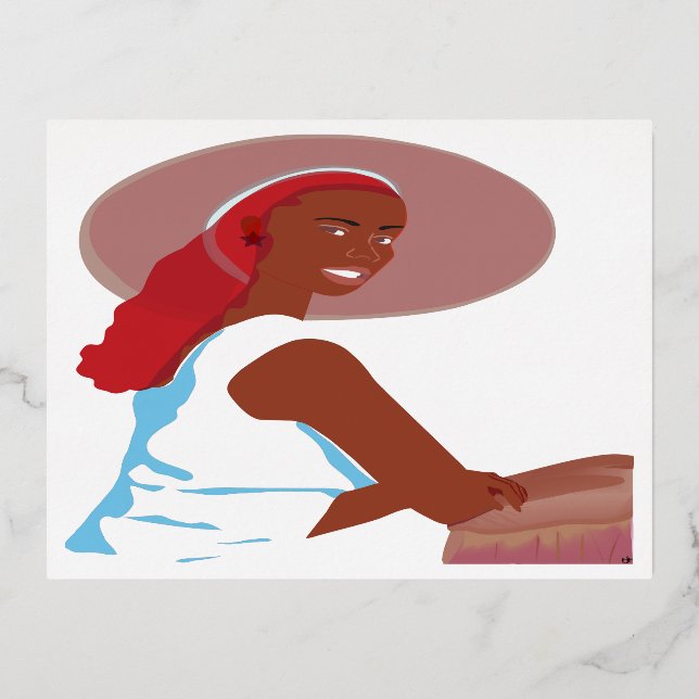 Postal Festiva Con Relieve Metalizado Ser una dama (Anverso)