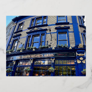Postal Festiva Con Relieve Metalizado Shipwrights Arms Pub London