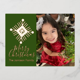 Postal Festiva Con Relieve Metalizado Simple Copo de Nieve Feliz Navidad Foto Prensada