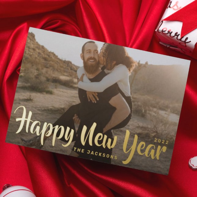 Postal Festiva Con Relieve Metalizado Simple diversión Feliz Navidad Familia Gold Reliev (Subido por el creador)