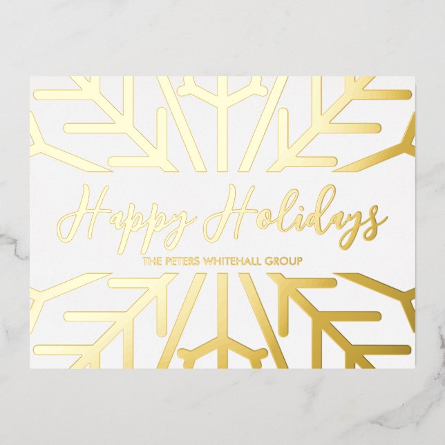 Postal Festiva Con Relieve Metalizado Simple Happy Holidays snowflake Business Relieve m (Anverso)