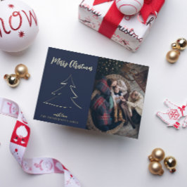 Postal Festiva Con Relieve Metalizado Simple y elegante Feliz Navidad | Foto familiar