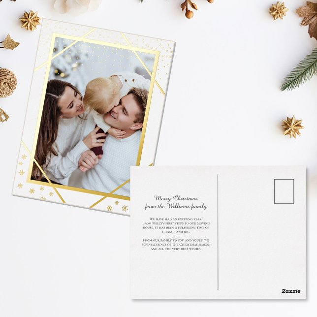 Postal Festiva Con Relieve Metalizado Sparkles y Navidades de copos de nieve foto (Subido por el creador)