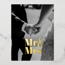 Postal Festiva Con Relieve Metalizado Sr y Sra Card