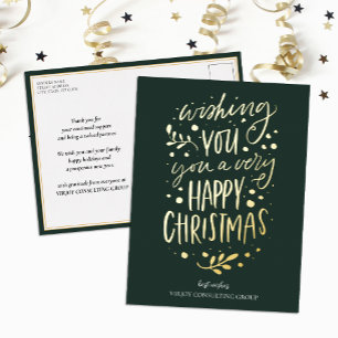 Postal Festiva Con Relieve Metalizado Te deseo que seas feliz de Navidad en el mundo del