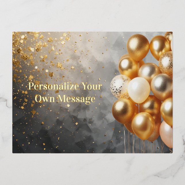 Postal Festiva Con Relieve Metalizado Tema del globo de oro (Anverso)