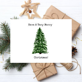 Postal Festiva Con Relieve Metalizado Tenga un árbol de Navidad feliz