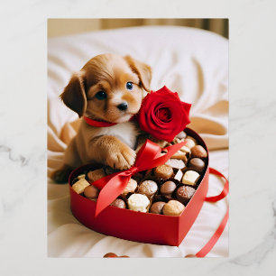 Postal Festiva Con Relieve Metalizado Tentador de amor Romántico lindo regalo