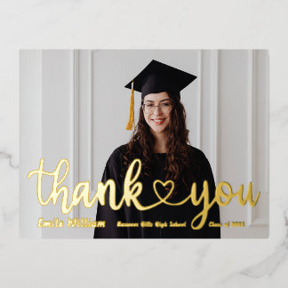 Postal Festiva Con Relieve Metalizado Thank you Graduation