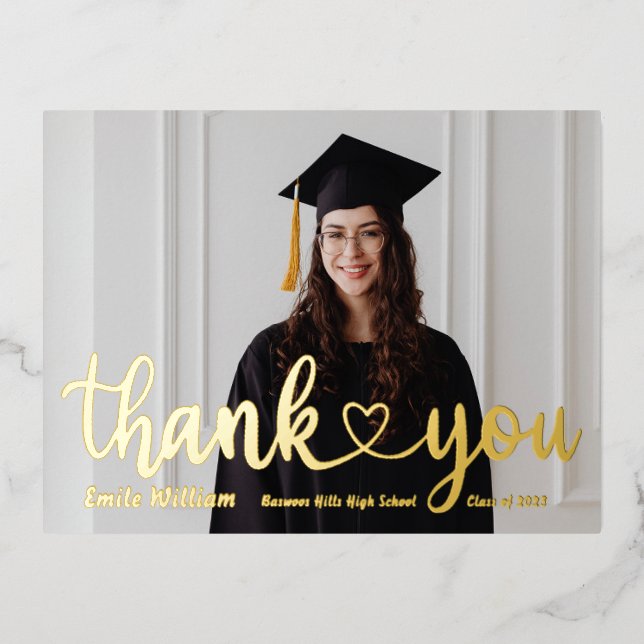 Postal Festiva Con Relieve Metalizado Thank you Graduation (Anverso)