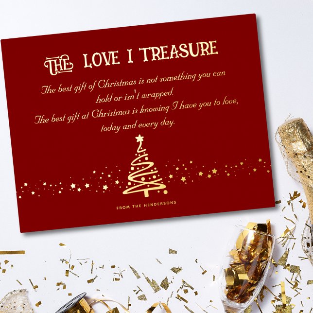 Postal Festiva Con Relieve Metalizado The Love I treasure Christmas (Subido por el creador)