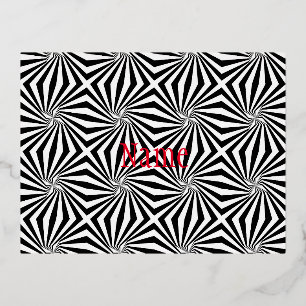Postal Festiva Con Relieve Metalizado Thunder_Cove de patrón de radiación blanco negro