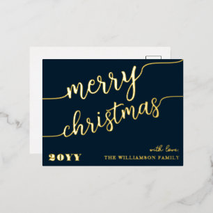 Postal Festiva Con Relieve Metalizado Tipografía de escritura minimalista Feliz Moda nav