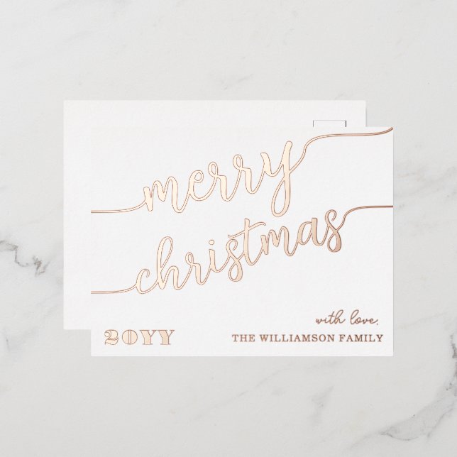 Postal Festiva Con Relieve Metalizado Tipografía de escritura minimalista Feliz Moda nav (Anverso/Reverso)