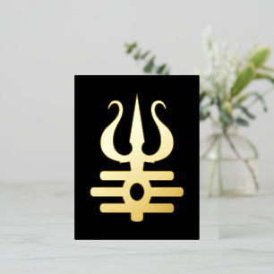 Postal Festiva Con Relieve Metalizado Triratna Dorado