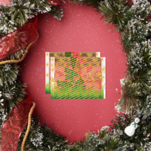 Postal Festiva Con Relieve Metalizado un espejo y algunas plantas