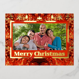 Postal Festiva Con Relieve Metalizado Vacaciones brillantes sobre las luces de Navidades