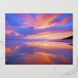Postal Festiva Con Relieve Metalizado Vacaciones en la playa Getaway Tranquilas vacacion