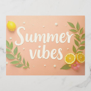 Postal Festiva Con Relieve Metalizado Vibes de verano