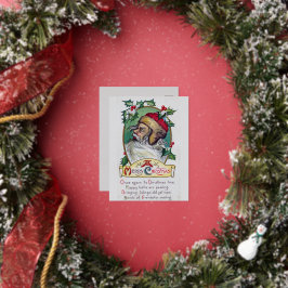 Postal Festiva Con Relieve Metalizado Vintage Gnome Navidades