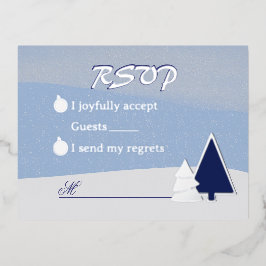 Postal Festiva Con Relieve Metalizado Whimsical Christmas Trees Response Card