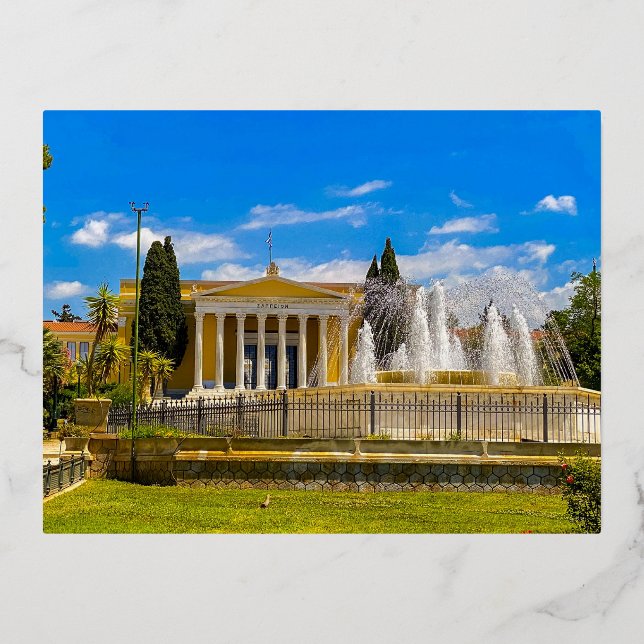 POSTAL FESTIVA CON RELIEVE METALIZADO ZAPPIO HALL (Anverso)