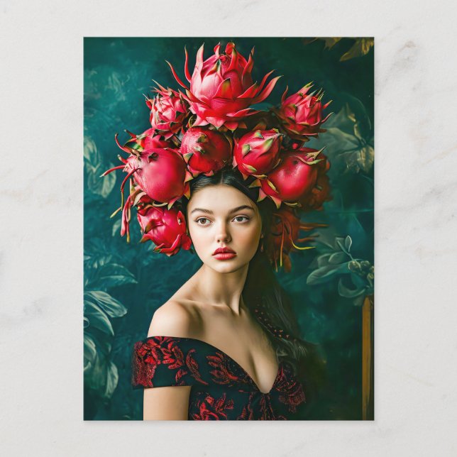 Postal Festiva Concepto de moda de fruta dragón (Anverso)