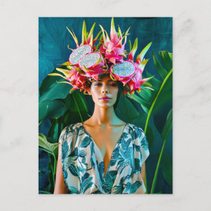 Postal Festiva Concepto de moda de pitahaya tropical
