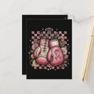 Postal Festiva Concienciación sobre el cáncer de mama con lazo ro