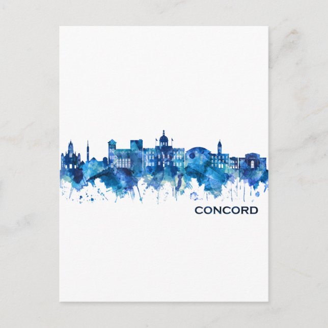 Postal Festiva Concord New Hampshire Skyline Blue (Anverso)