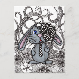 Postal Festiva Conejito Bunny Zen Doodle Navideño Po