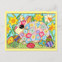 Postal Festiva Conejito de Millefiori con el arte popular Pascua