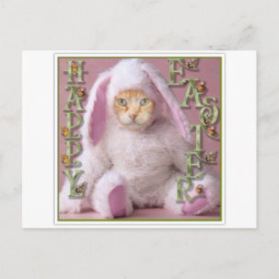 Postal Festiva Conejito de pascua del gato Claude