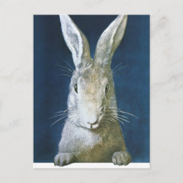 Postal Festiva Conejito de pascua del vintage, conejo blanco