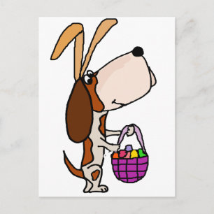 Postal Festiva Conejito de pascua divertido del perro de Basset