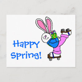 Postal Festiva Conejito de pascua feliz del patinaje sobre ruedas