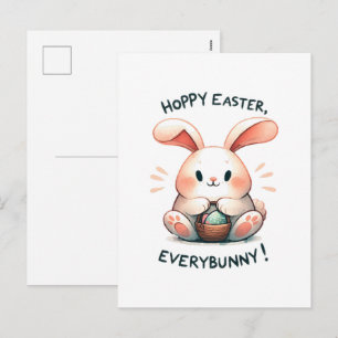 Postal Festiva Conejito de Pascua Feliz Pascua, a todos!
