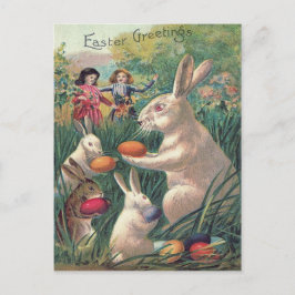 Postal Festiva Conejito de Pascua Huevo de Color Mujeres Victoria
