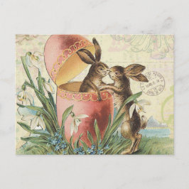 Postal Festiva Conejitos de pascua del francés del vintage