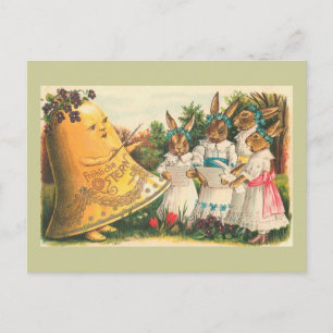 Postal Festiva Conejitos de pascua del vintage de Fröhliche